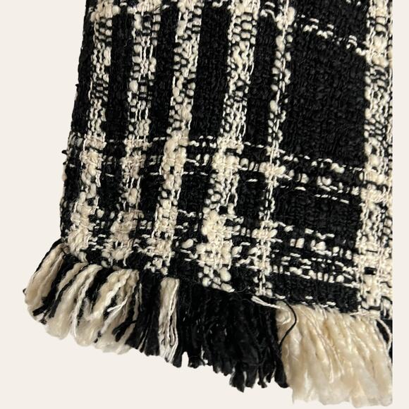 Goodnight Macaroon Black Cream Tweed Fringe Plaid Button Front Mini Skirt Small - Picture 6 of 9